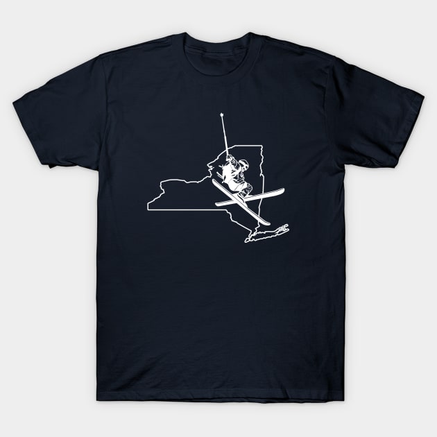 New York Skier White Line T-Shirt by Ski Classic NH